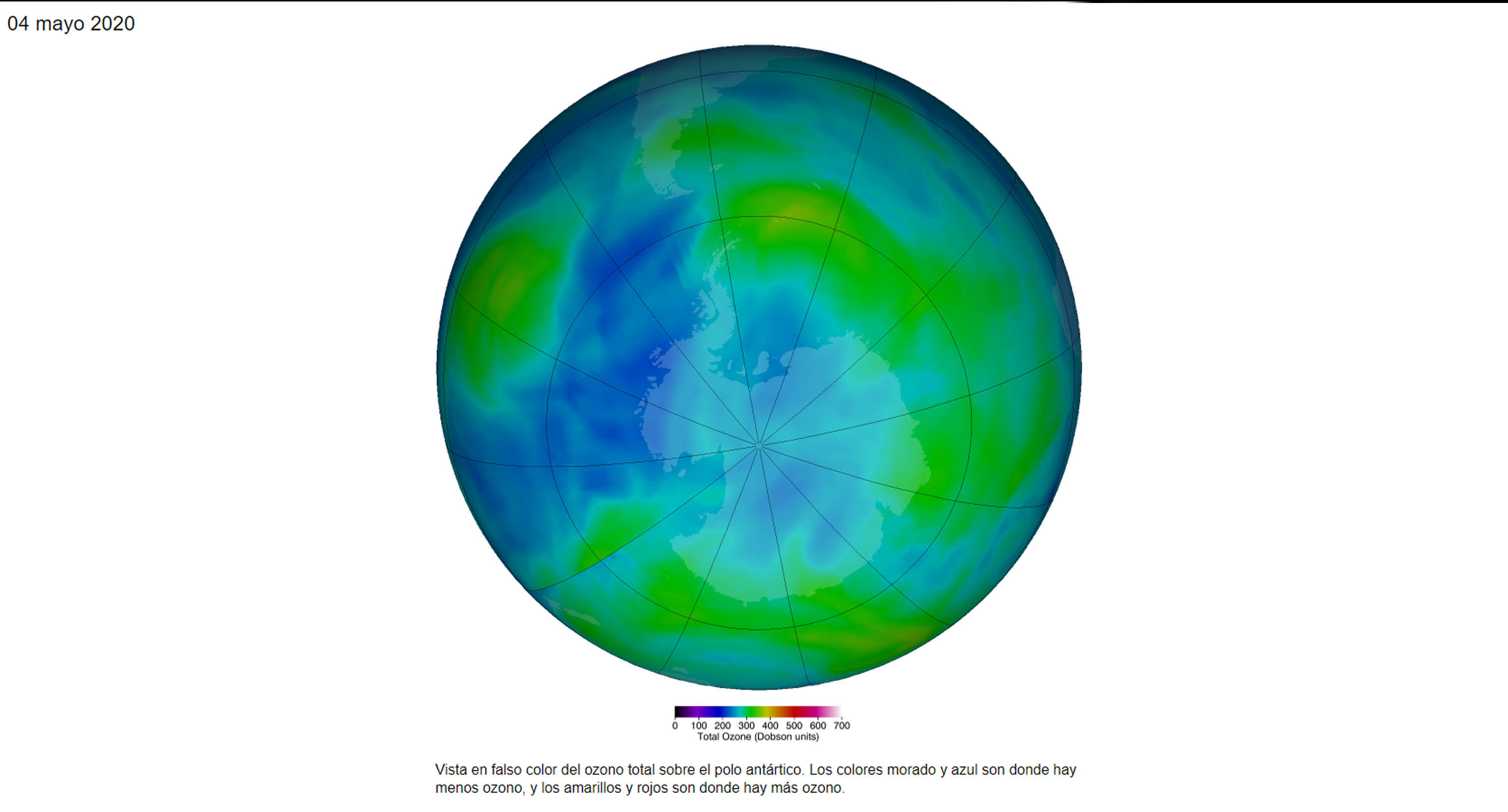 Tierra Polo Norte hoy en la capa de ozono Ártico